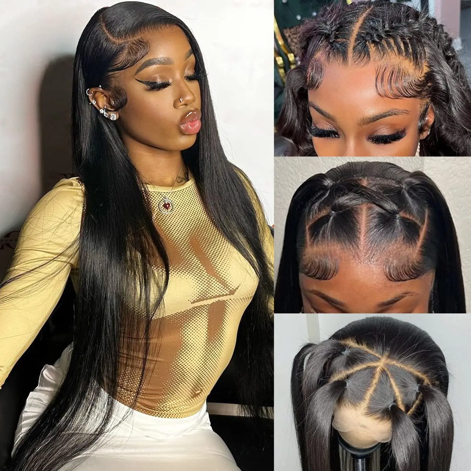 

360 Full HD Lace Frontal Wig Bone Straight 32 40Inch 13x4 13x6 HD Transparent Lace Front Wigs Human Hair 180% Lace Closure Wig