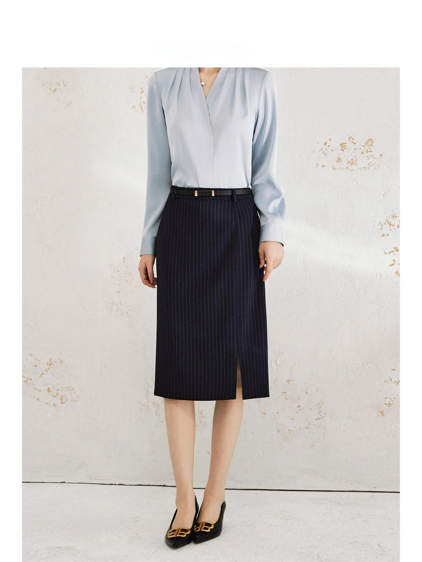 

OFFIY Новая модная женская приталенная юбка-полусолнце в минималистичном стиле с полосками, грушевидной формы, для офиса, элегантная, из полиэфирного волокна