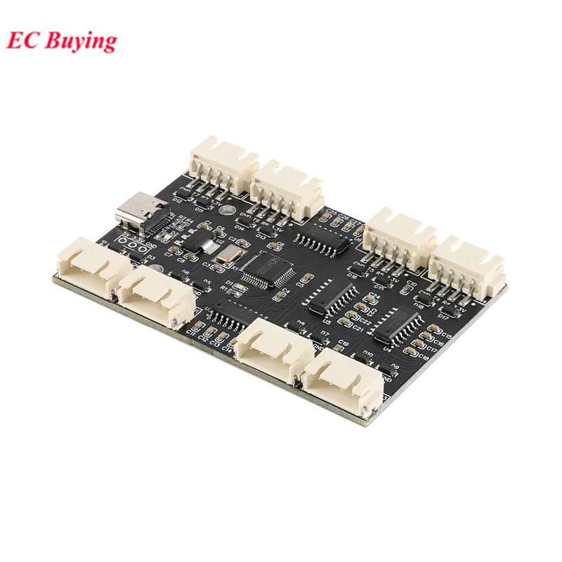 USB to 8-way 8 Channels RS232 232 TTL Serial Port Module CH348 Multi Ways Type C to 8-way UART HUB PCB Expansion Board YR-6018