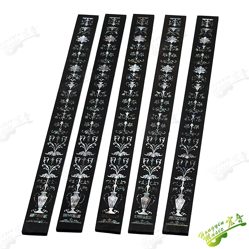 National Musical Instrument Material Ebony Color Shell Inlaid Fingerboard Wool Production of Customized 520*35*5mm