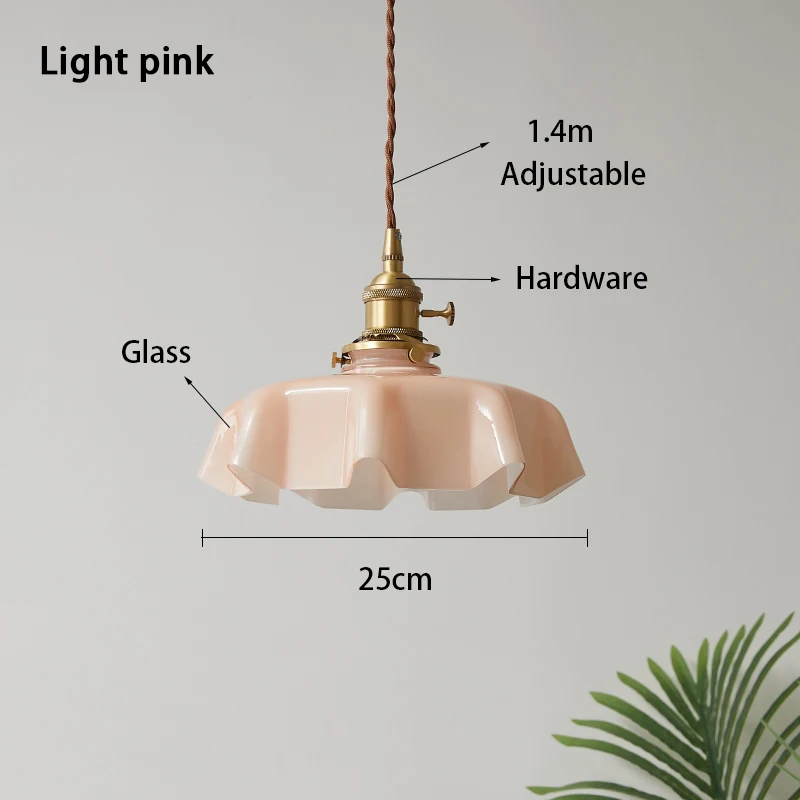 Moderne glazen bloem lange hanglamp met schakelaar aluminium volledig koperen lampkop slaapkamer nachtkastje en eetkamerverlichting - afbeelding 1