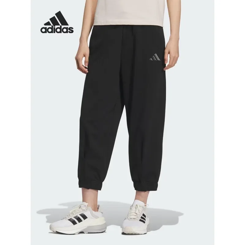 Adidas Dri Fit Adjustable Waist Track Cut Slant Pockets Travel Long TrousersJL6290