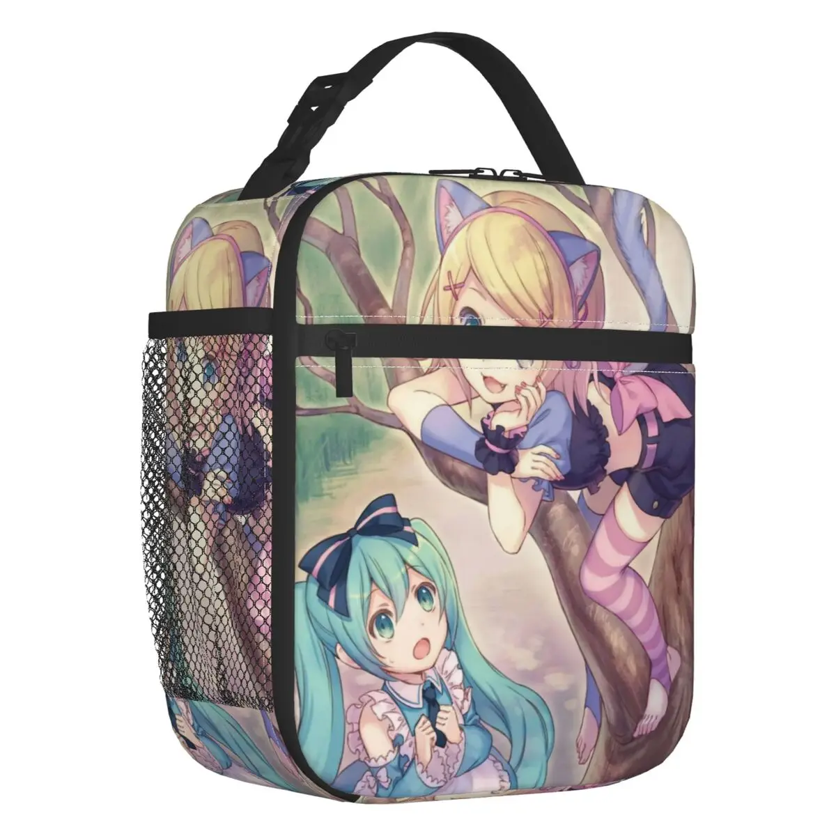 カスタムハツネミク-vocaloid-ロックアニメ断熱ランチバッグ女性男性用再利用可能なクーラーサーマルランチトートオフィスワークスクール