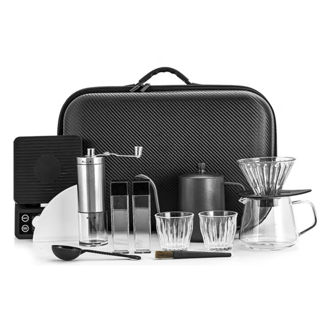 12pcs Outdoor Coffee Brewer Set With Case / Coffee Pour-over Set