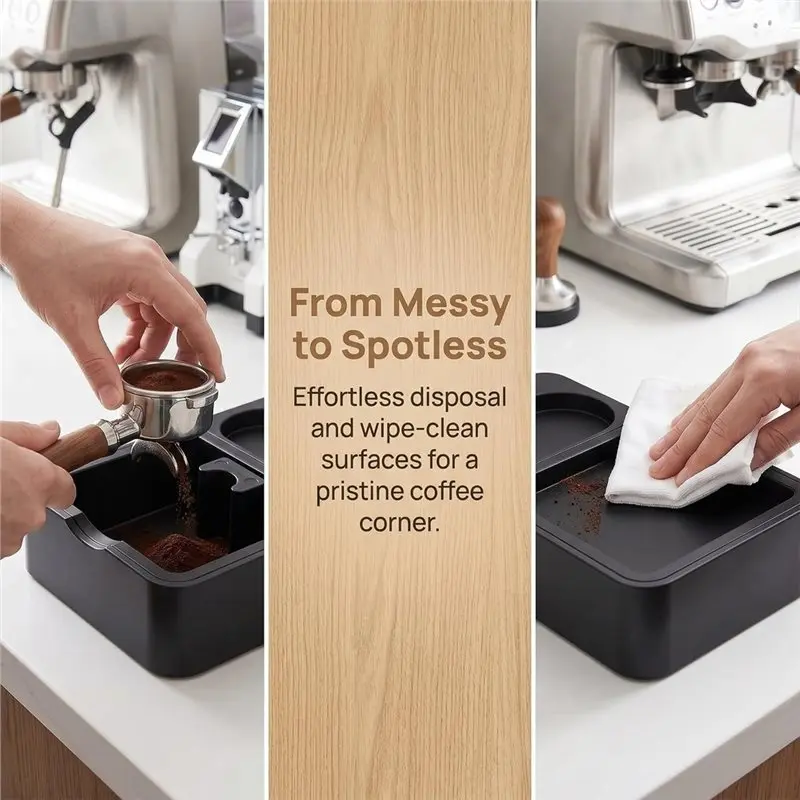 ABLN-For 51/53/58Mm Portafilters Compatible Espresso Coffee Tamper Station& Detachable ABS Coffee Knock Box Espresso Functionali