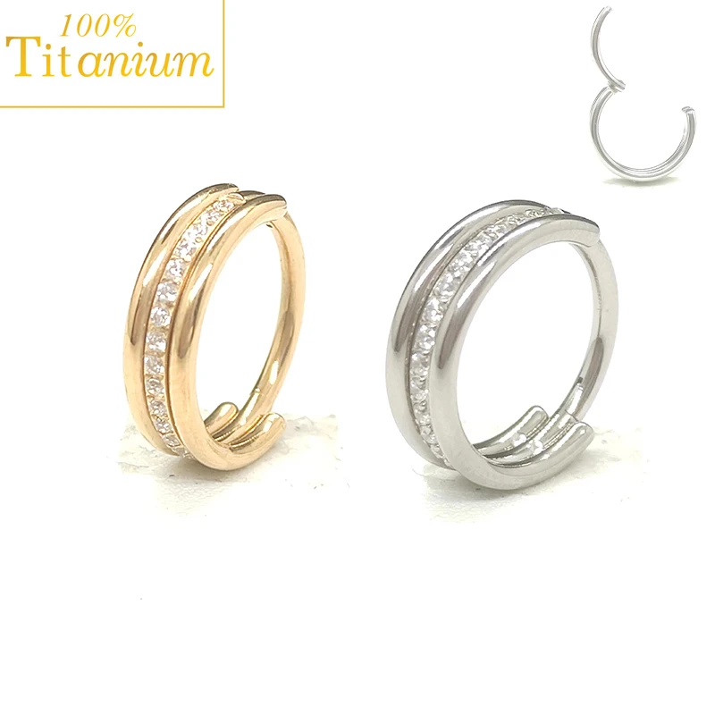 

Ear Piercing Earrings F136 Titanium Zircon Nose Rings Septum Piercings Hight Segment Clicker Tragus Helix Cartilage Body Jewelry