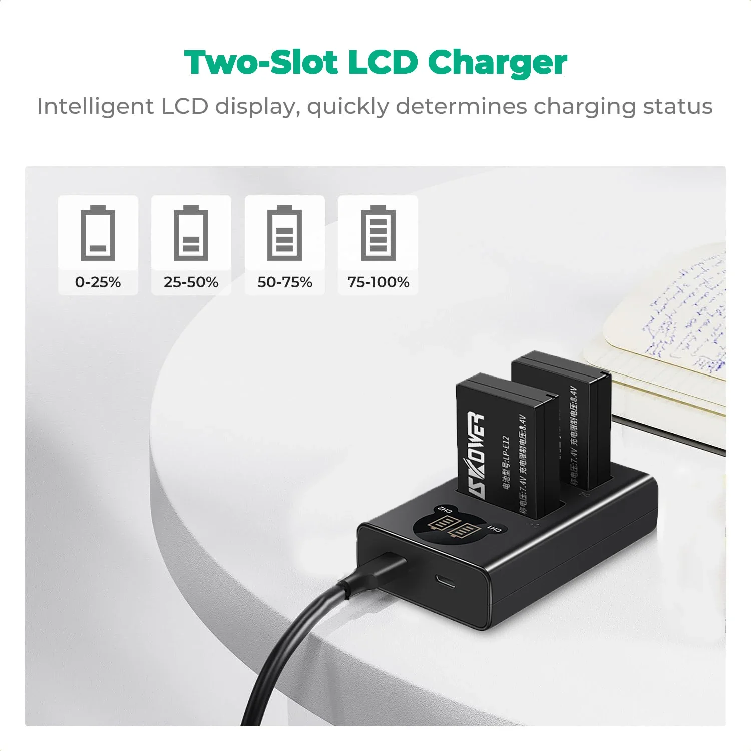 New LP-E12 Camera Battery for Canon EOS 100D M M2 M10 M50 Mark II M100 M200 Kiss X7 Rebel SL1 Dual Charger view 4