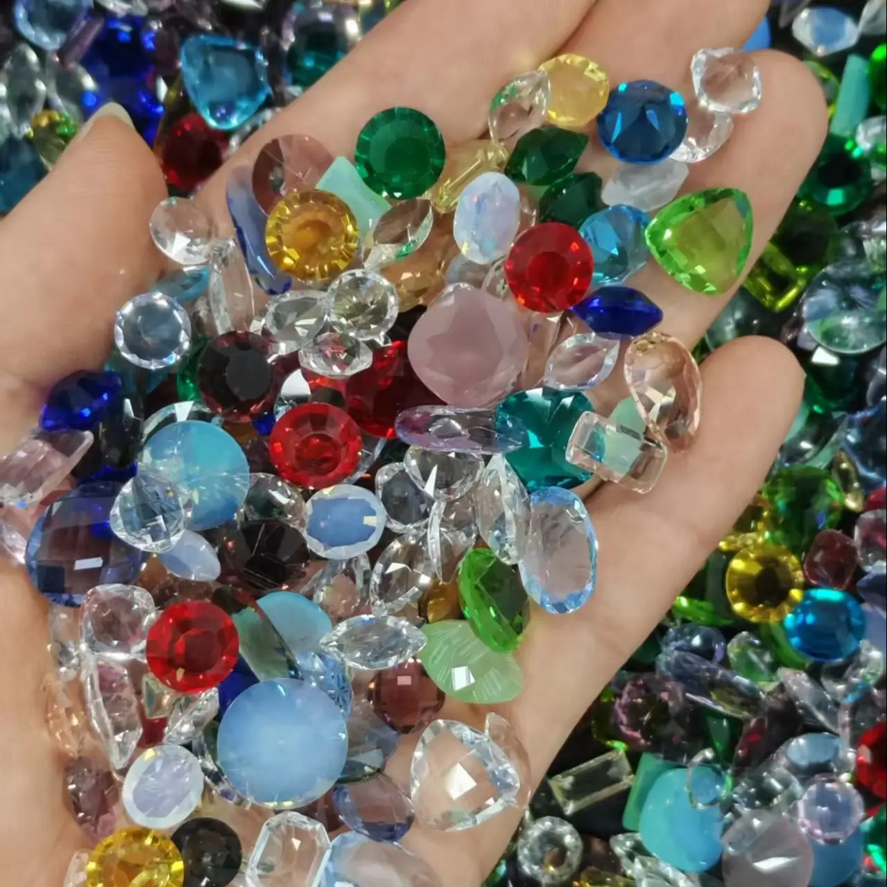 30PCS Mixed Color Acrylic Rhinestones Multi Shape Faceted Crystal Gems DIY Nail Art Jewelry Resin Craft Decor Charms