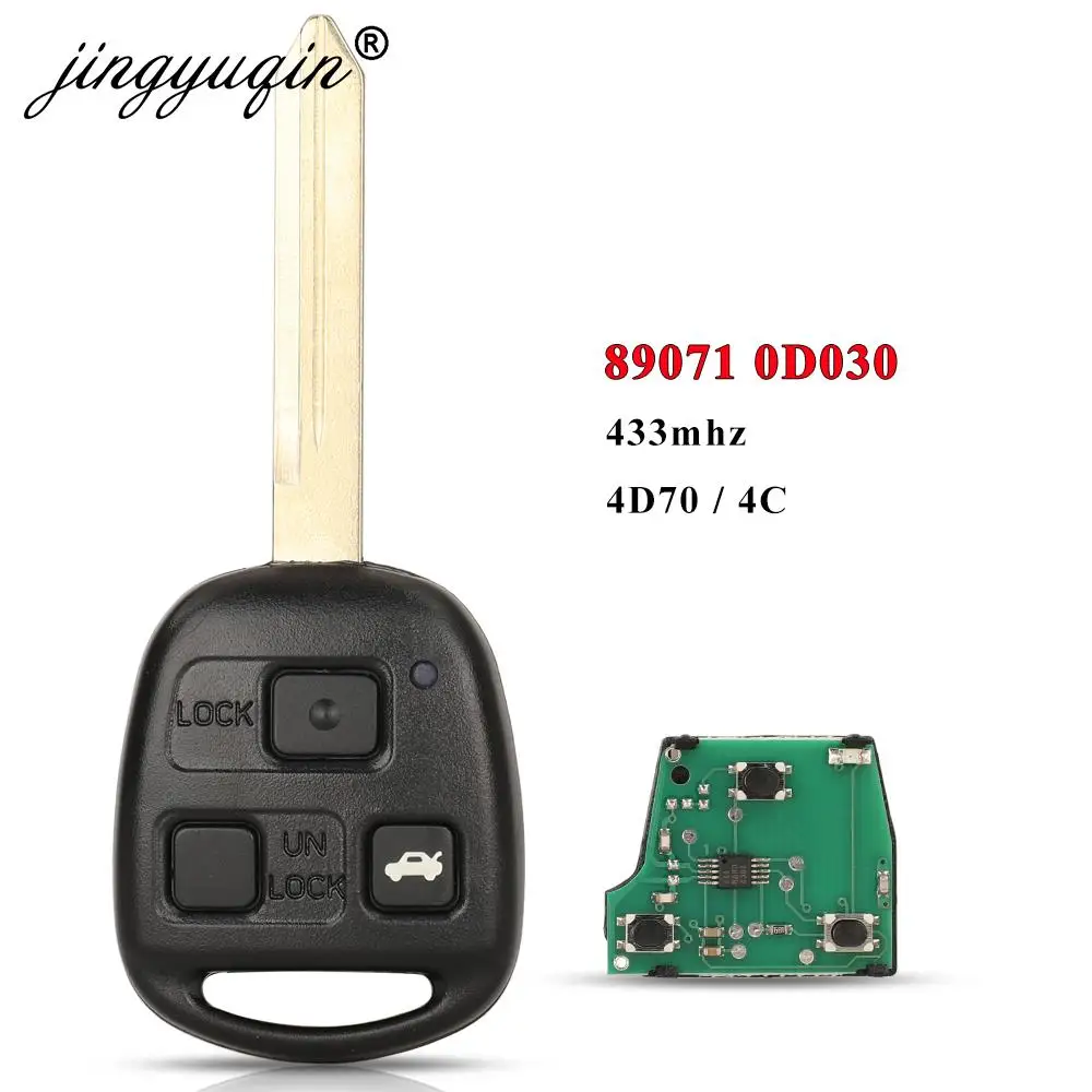 Jingyuqin 433MHz 4D70/ 4C 칩 89071-0D030 2/3 버튼 원격 키 Fob for Toyota Yaris Avensis 2003 - 2011