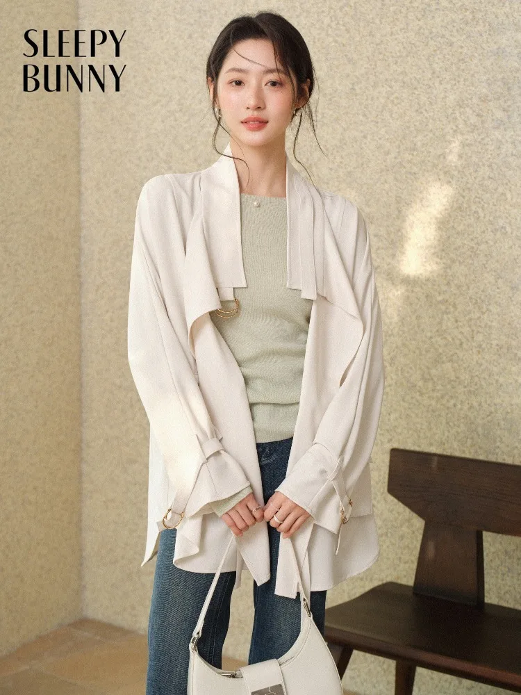 

Women Spring Design Sense Stand Collar Trench Lady Casual Loose Silhouette Lightweight Outerwear Fashion Versatile Short Top