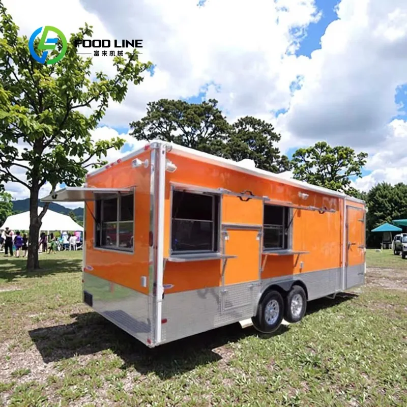 Square-Shaped Mobile Catering Trailer - Fast Food Ice Cream Hotdogs & Snacks for Outdoor Dining