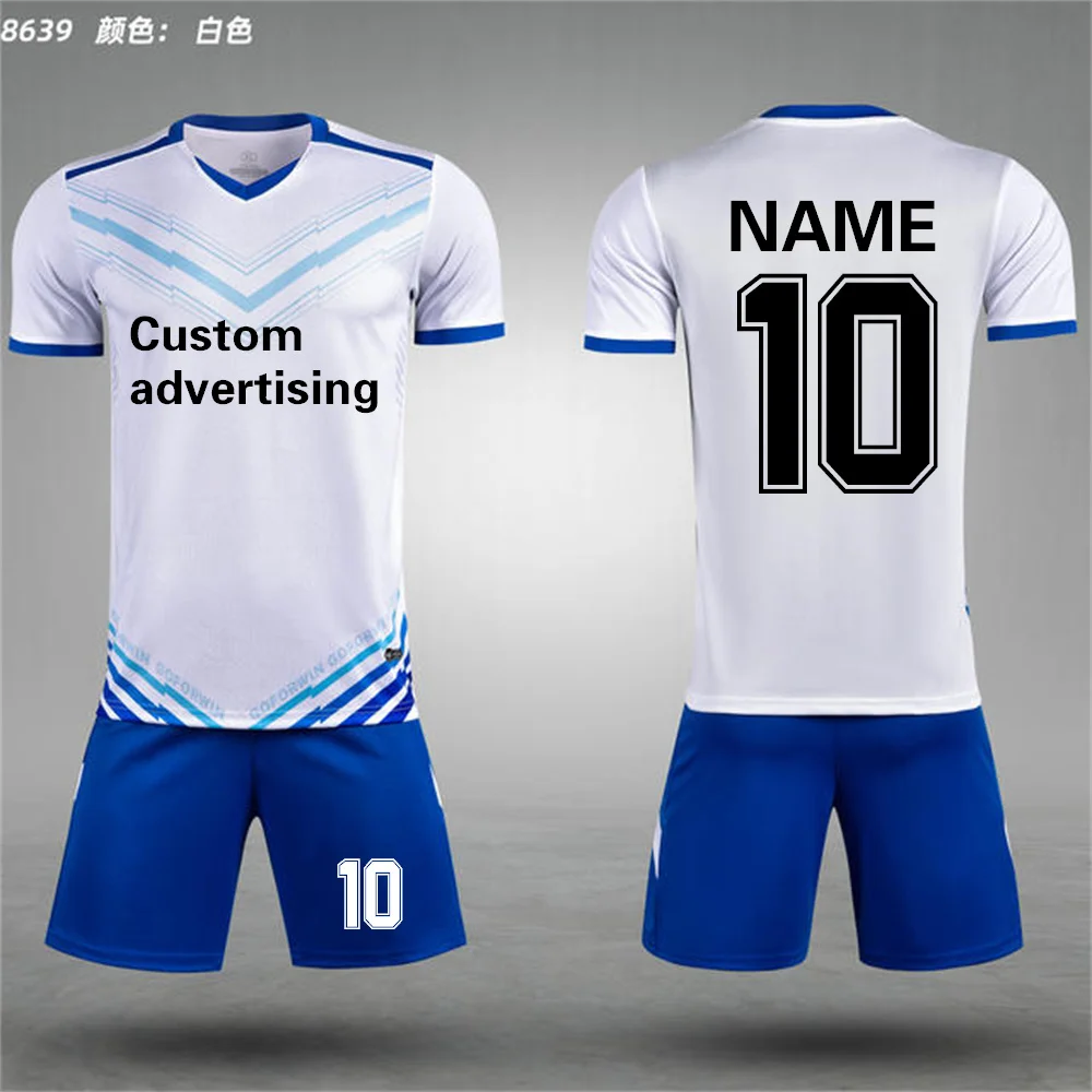 23-24 Summer brand football wear blue red white jersey custom short-sleeved T-shirt shorts set Custom jersey model 8639