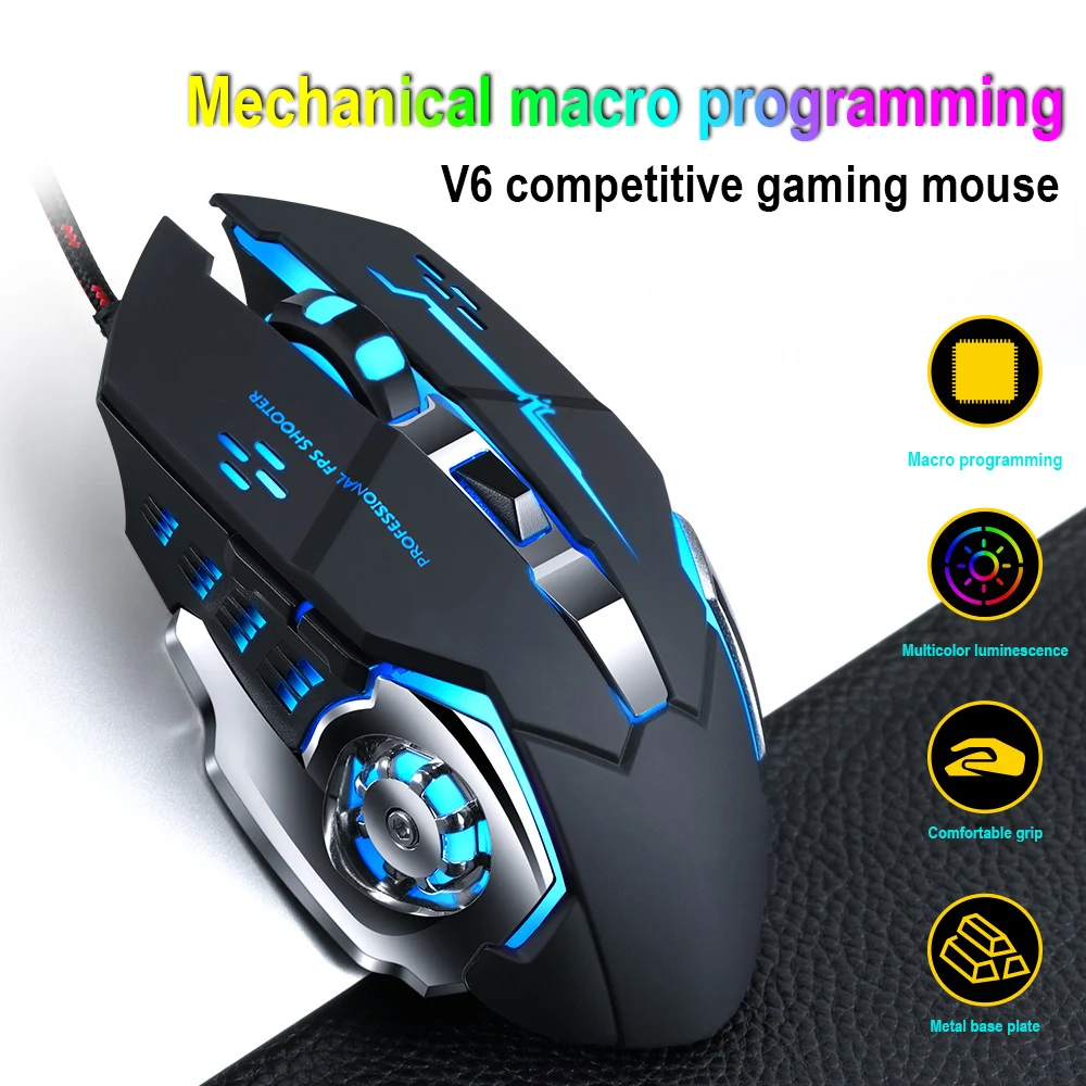 V6 Gaming Mouse Office Luminous Wired Mechanical Mouse