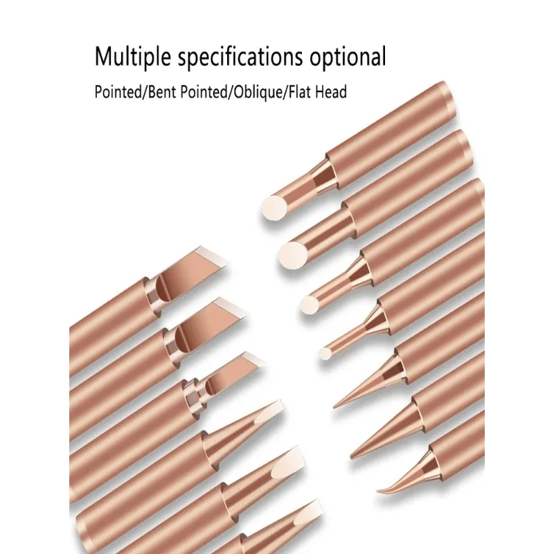 Pure Copper Soldering Iron Tips Set Horn Shape Welding Bits Replacement Solder Head Kit Compatible with 936 Soldering Station