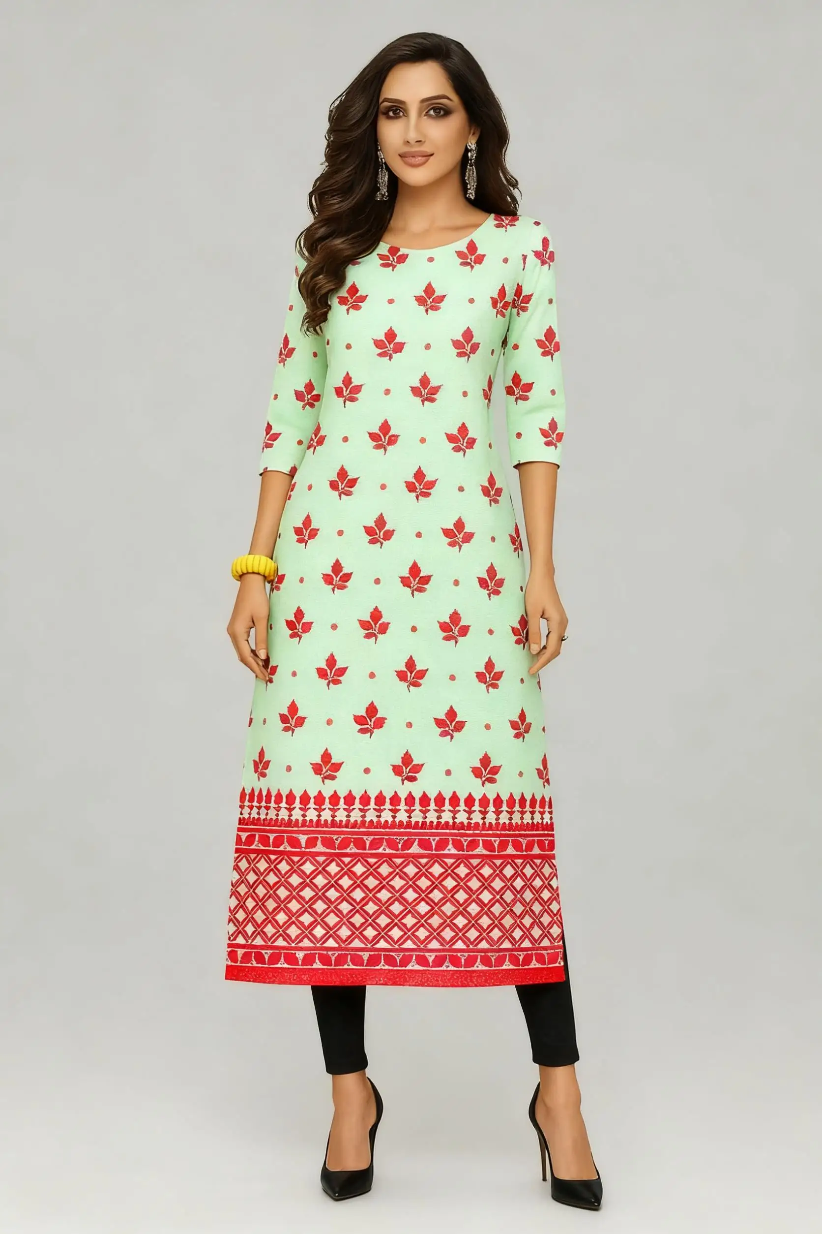 فستان مسلم كورت نسائي عصري مستقيم أنبوب 2026 على الطراز الوطني بحاشية شق متعددة النمط الوطني Abito Donna Musulmana #5