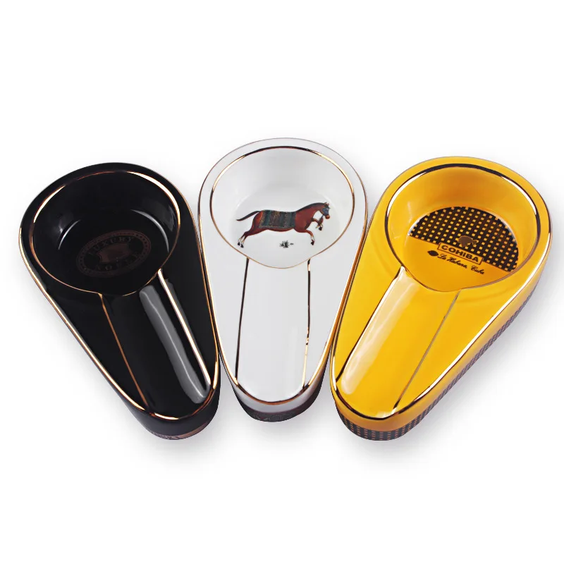 Cigar Ashtray Fashion Single Home Cigar Accessories Portable Ceramic Ashtray Four Colors Optional