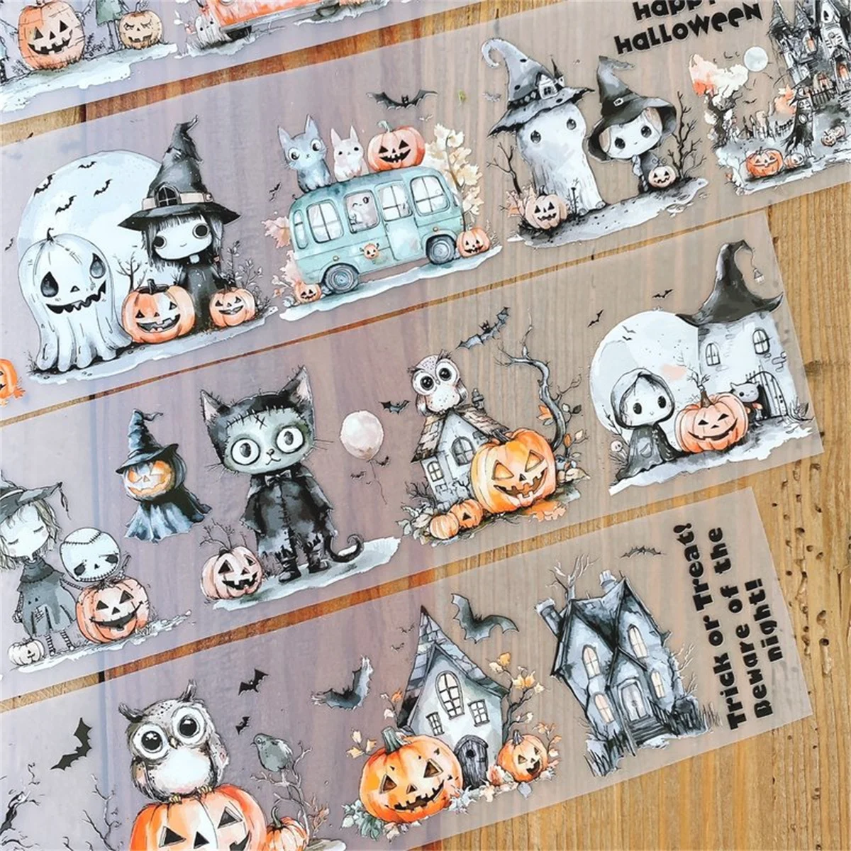 NEVERLAND Vintage Halloween Trick or Treat Washi PET Tape Planner DIY Card Making Scrapbooking Plan Decorative Sticker