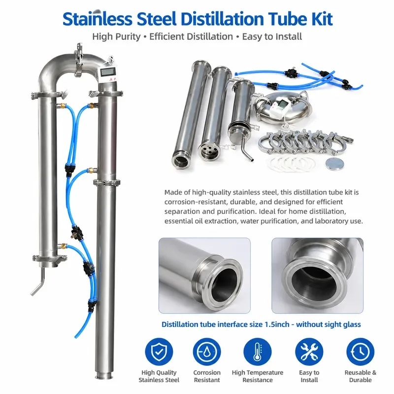Stainless Steel Distilling Column 1.5 Inch 2 Inch Distillery Equipment For Home Brewing Wine Making Alcohol Still