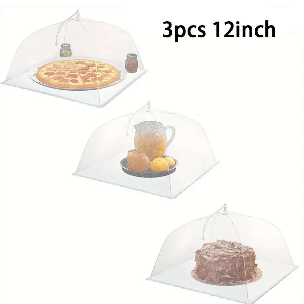 3pcs Pop-Up Food Cover Tents, Food Mesh Cover, Reusable and Collapsible Outdoor Picnic Food Cover Net,Suit for Parties Picnics