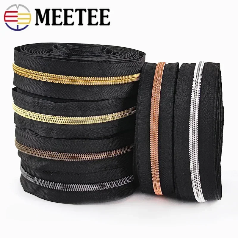 5/10M 3# 5# Meetee Nylon Zipper Tape Backpack Zip Slider Clothes Decorative Zips Coil in The Meter Jacket Tailoring Accessories