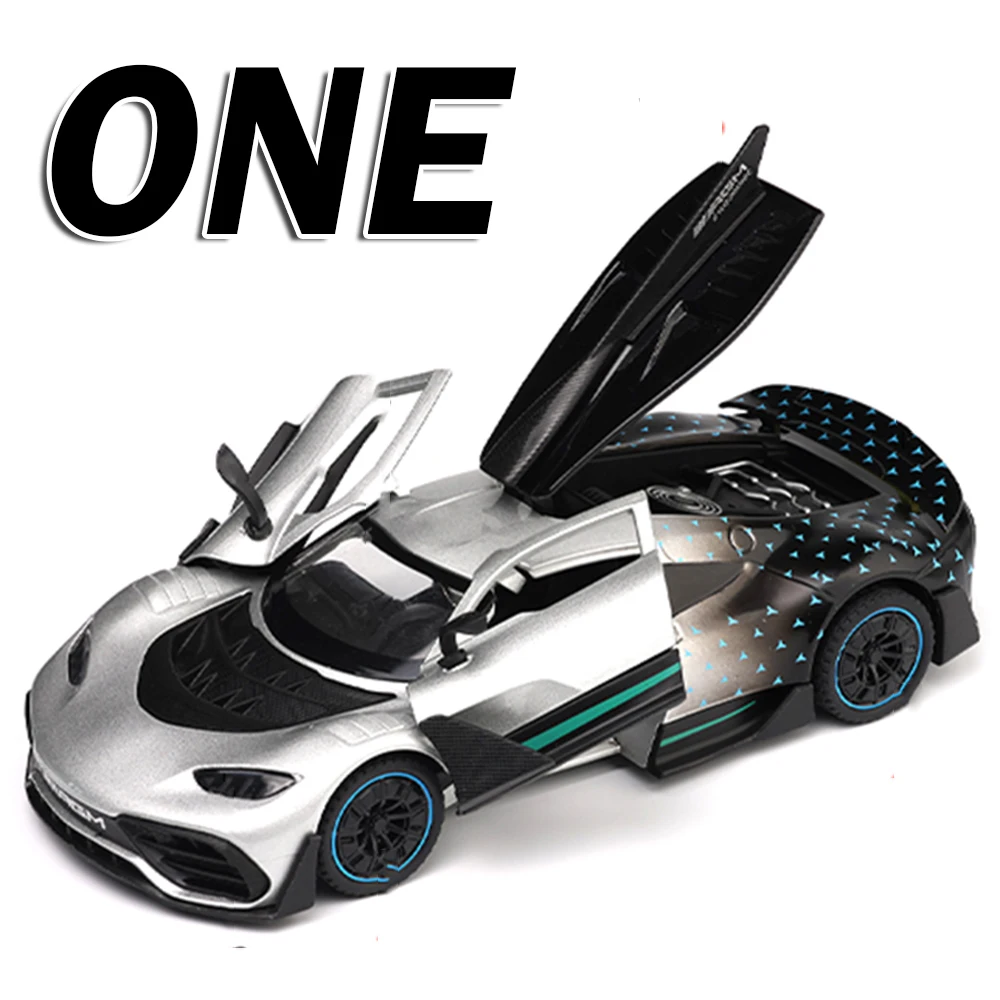 1:32 ONE V12 모델 장난감 스포츠카 합금 다이캐스트 사운드 라이트 도어 오픈 풀백 정교한 휠 허브 오피스 모델 장식품