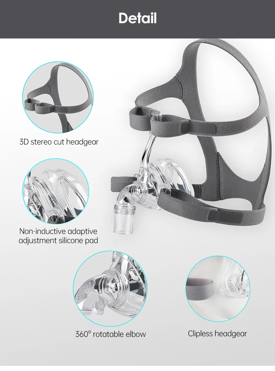 BMC CPAP Nasal Mask Full Face Mask With Tube Adjustable Strap Respirator For Travel CPAP Machine Anti Snoring Stopper Solution