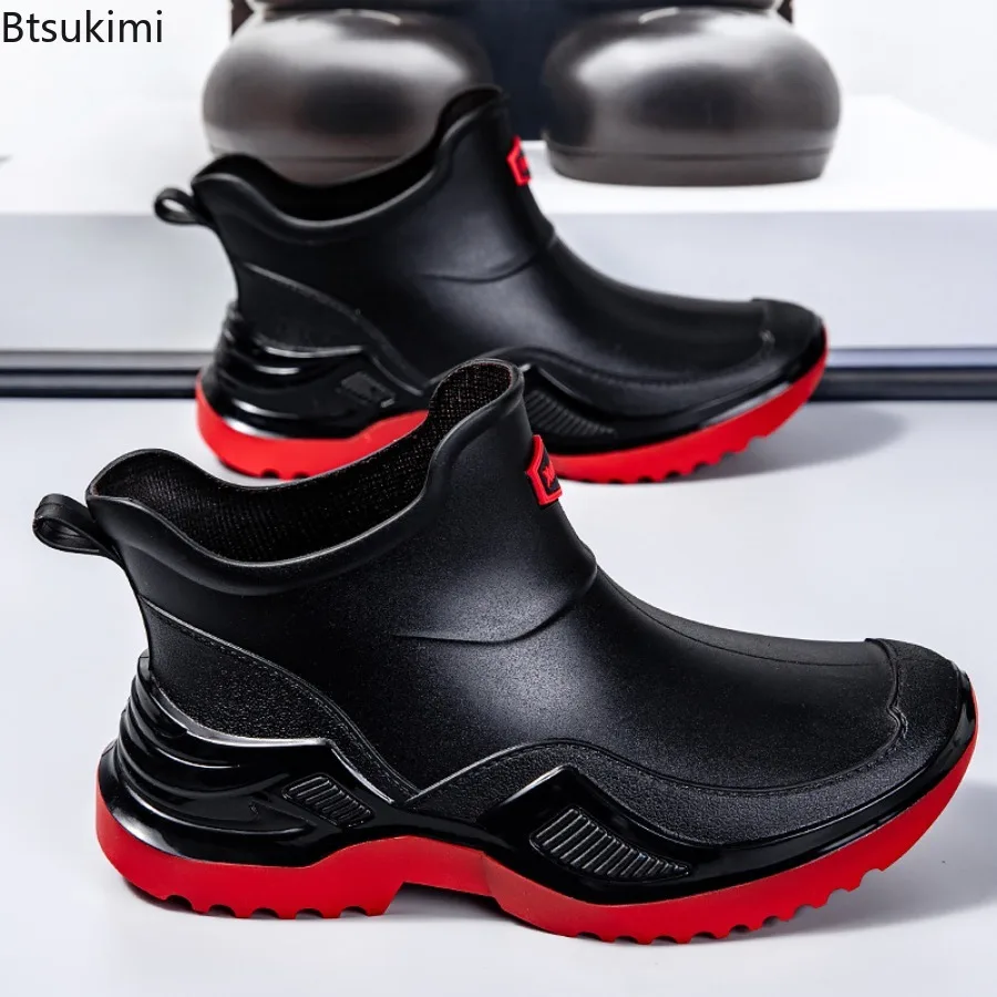 New Men's Rain Boots Outdoor Waterproof Rain Shoes Anti-Slip Wear-resistant Men Kitchen Water Shoes Ourdoor Fishing Wading Shoes