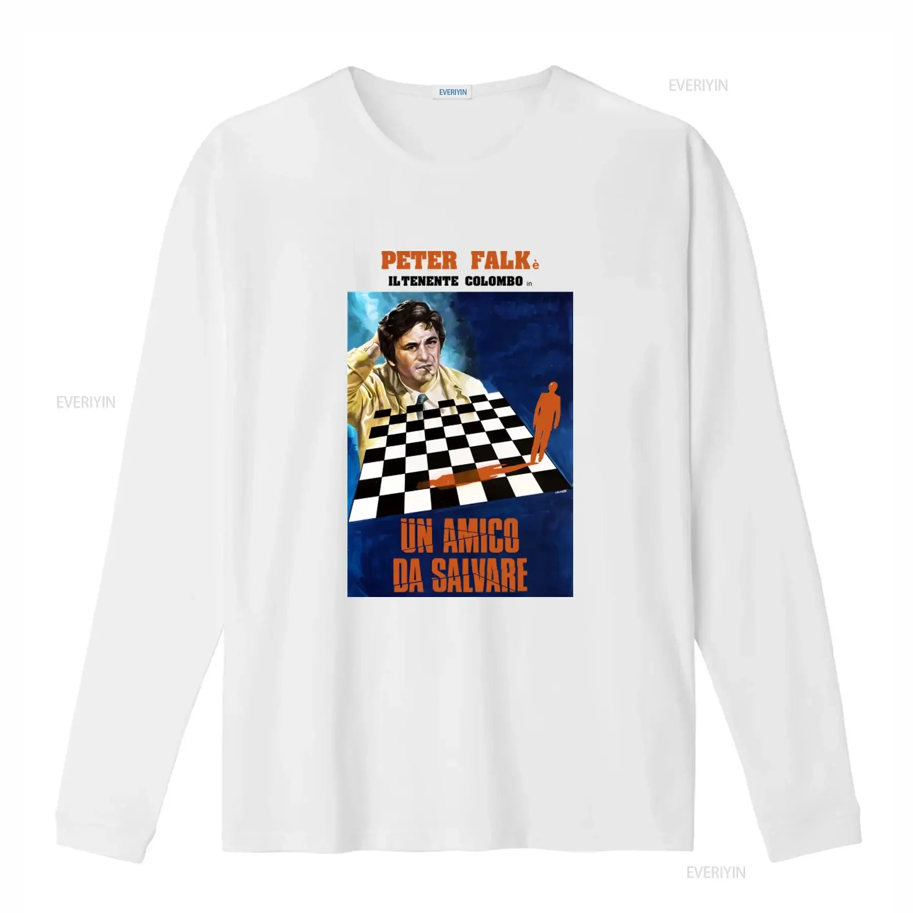 Columbo A Friend in Deed Italian Promo Un Amico Da Salvare T Shirt Peter Falk Il Tenente Design vintage Washed Stretched Casual