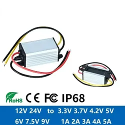 DC 24V 12V to DC 7.5V 6V 9V 3.3V 3.7V 4.2V 5V 5A 3A Car Buck Voltage Regulator Power Converter 12 24 Volt Step Down 5 6 9 Volt