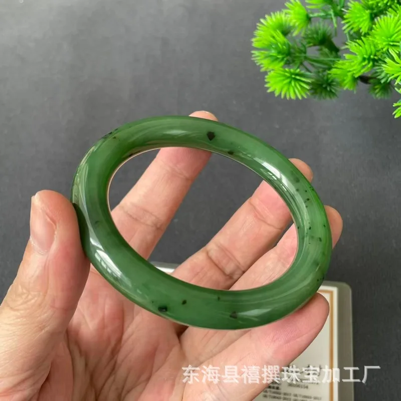 Natural Hetian Jade From Old Mine In Russia, Ulanhai Bracelet In Green