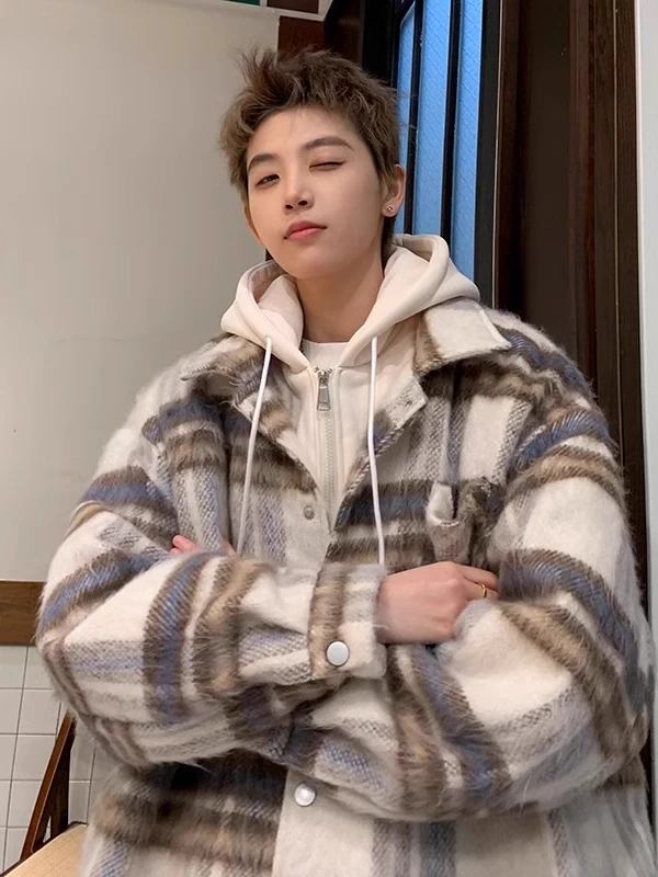 

Куртка-бомбер в клетку большого размера с капюшоном в американском ретро-стиле для мужчин и женщин, осенне-зимняя, свободного кроя, роскошная, ветрозащитная, верхняя одежда