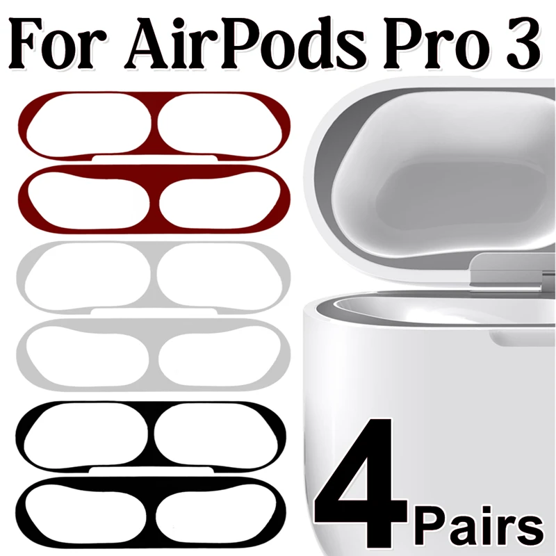 1/4Sets Metal Dustproof Sticker for Airpods Pro 3 Guard Ultra Thin Anti-Scratch Film Protector for Airpod Pro3 Case Accessories