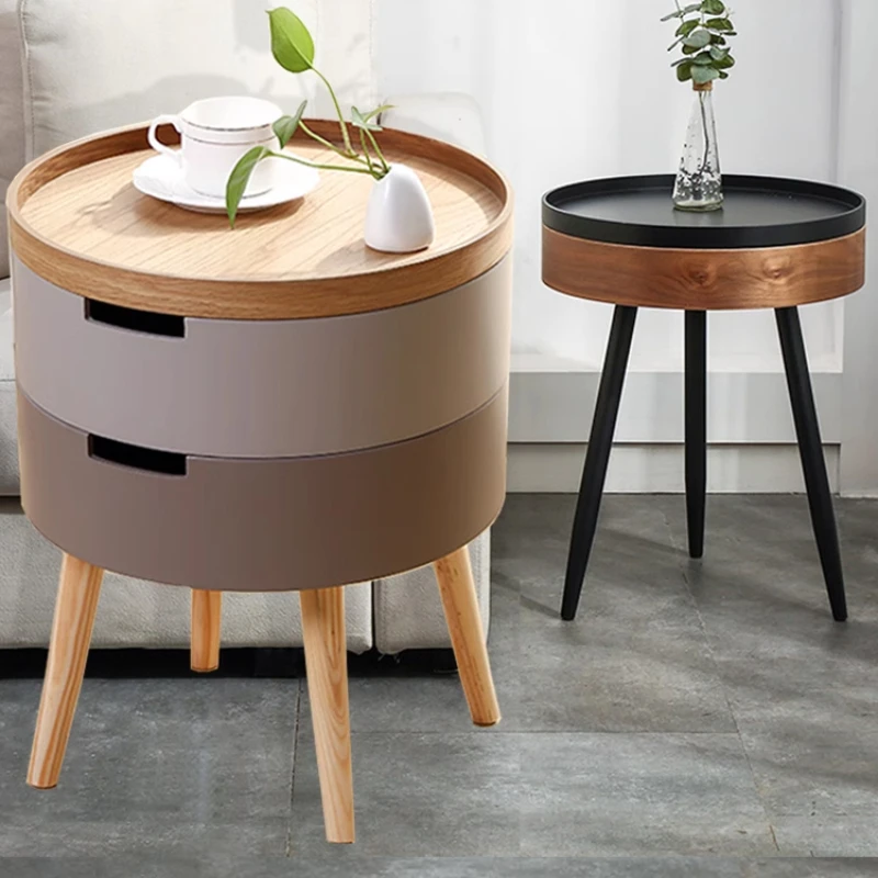 

Sofa side table, bedside table, light luxury, solid wood storage, modern, simple and creative tea table, leisure corner table