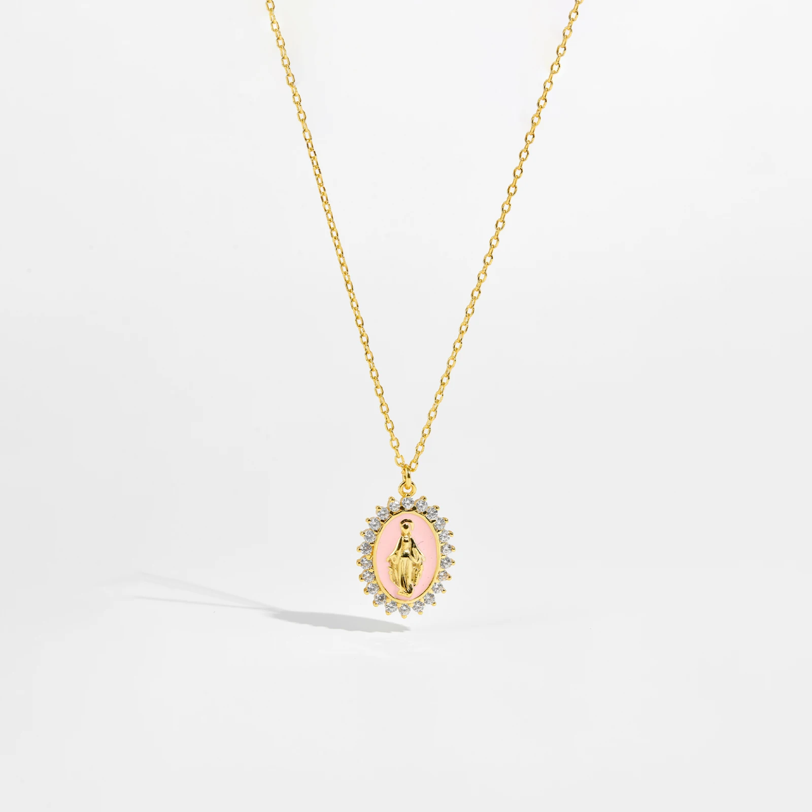 VEWANT 925 فضة تشيكوسلوفاكيا الأبيض الوردي المينا ماريا قلادة سلسلة طويلة المختنق قلادة 2025 عيد ميلاد فاخر جديد غرامة مجوهرات #2