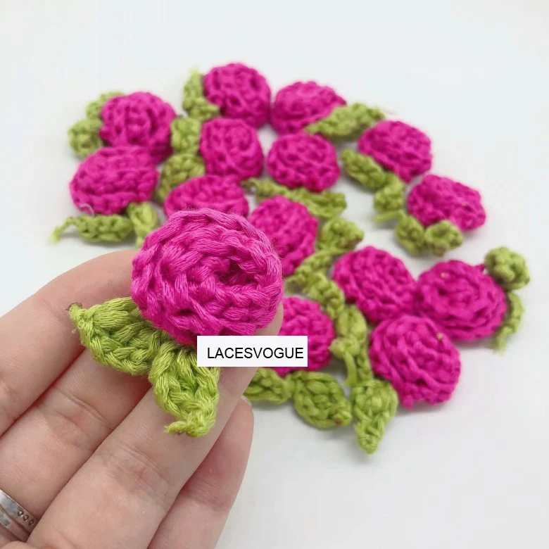 Rose Cloth Paste, Handmade Crochet, Knitted Applique,Patchwork Needlework, Sewing Accessories,DIY Yarn,3cm,112,50Pcs Lot