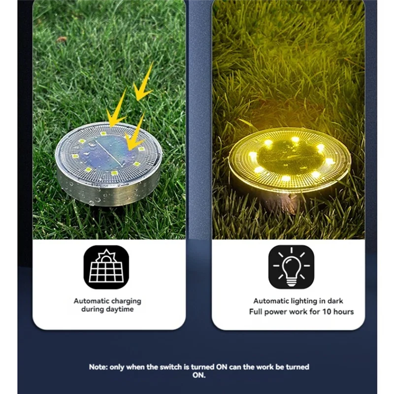 8PCS Solar Ground Lights IP68 Solar Lights Outdoor Solar Garden Lights In-Ground Landscape Lights For Yard Walkway-ABLI
