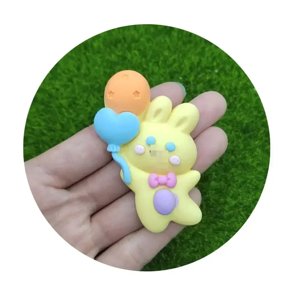 Multi Color Cartoon Rabbit With Balloon Resin Charms Flatback Miniature for Diy  Mobile Phone Decoration Earring Drop