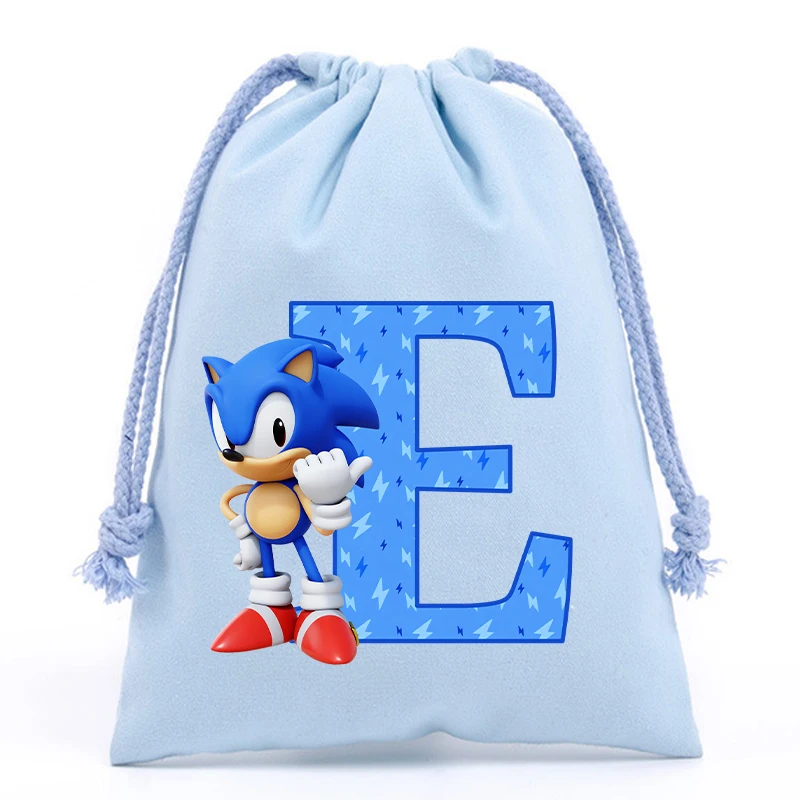 New Sonics Drawstring Bags Children Handbag Cartoon English Letters Printed Bags Drawstring Storage Bag Kids Birthday Gifts