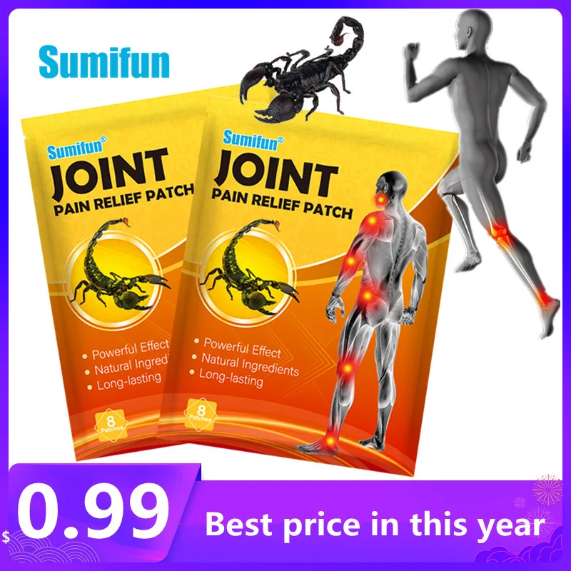 

Sumifun 8pcs Scorpion Venom Pain Relief Medicated Patch Rheumatoid Arthritis Periarthritis Lumbar Health Care Painkiller Plaster