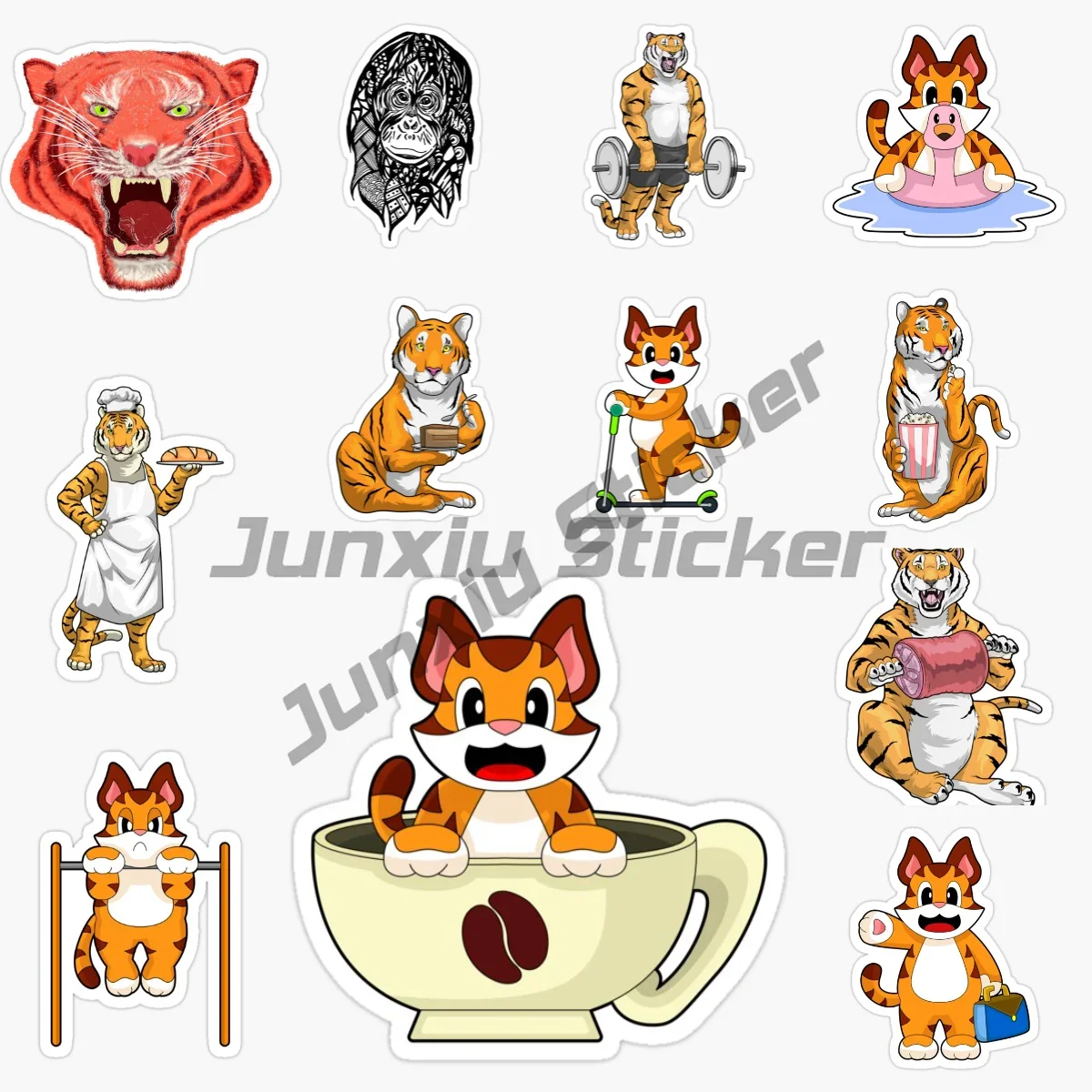 

Tiger Cute Cartoon Cartoon Car Stickers Waterproof Vinyl Self-adhesive Decorative Decals