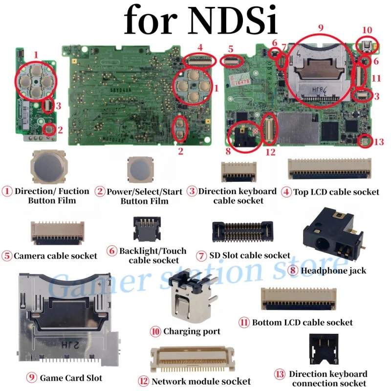 1-5 PCS For Nintendo DSi NDSi Headphone jack Game Card Slot