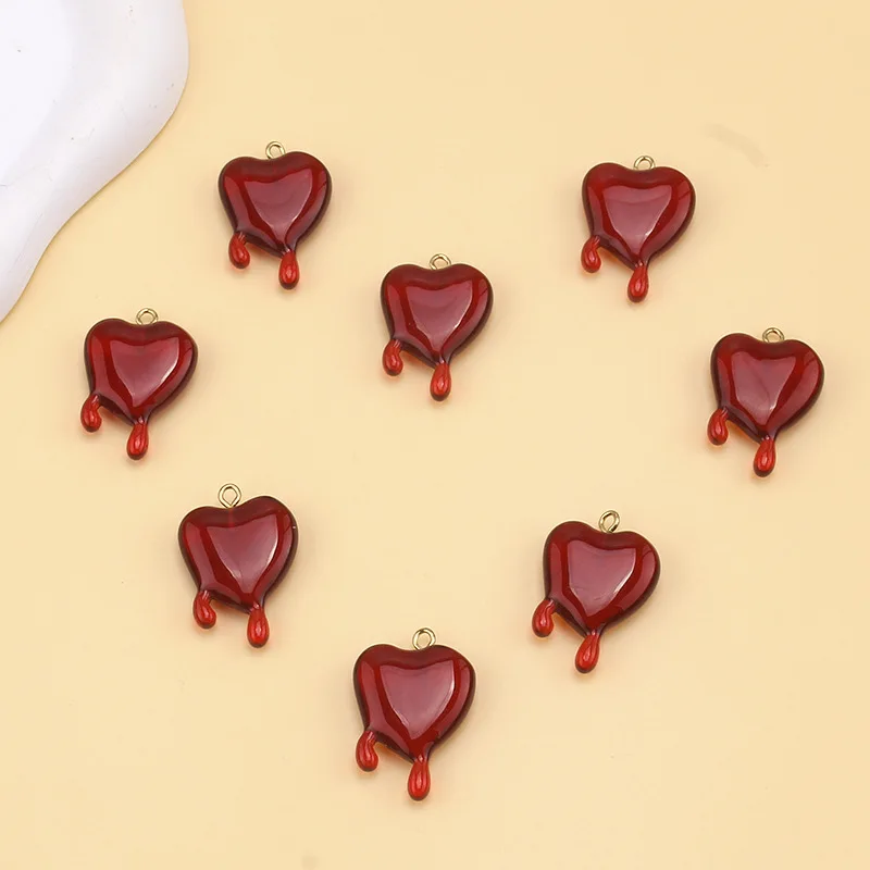 10Pcs/Lot Acrylic Creative Love Drop Blood Pendant Diy Handmade Jewelry Necklace Earrings Pendant Accessories Materials Charms