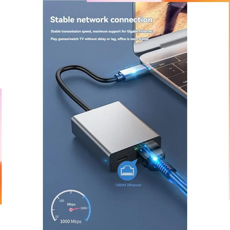 

A92Z Type-C Ethernet Adapter Type-C To RJ45 Gigabit Ethernet Network Card With PD100W For TV Stick PC Laptop Smartphone