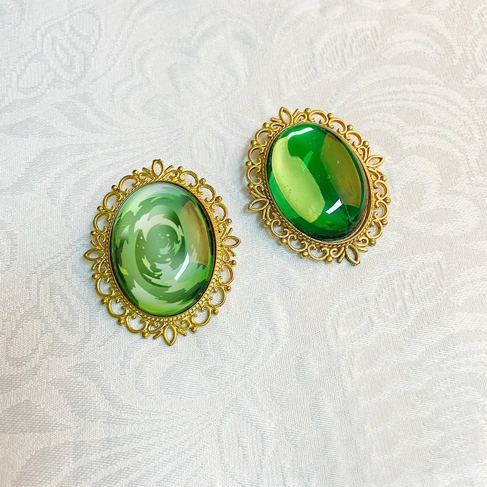 Broche en Verre Vert pour Cosplay, Collier, Accessoire