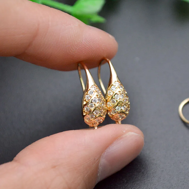 

Various Styles Gold Plated Paved CZ Beads Earring Hooks Ear Wire Color Remain Jewelry Findings 30pcs/lot