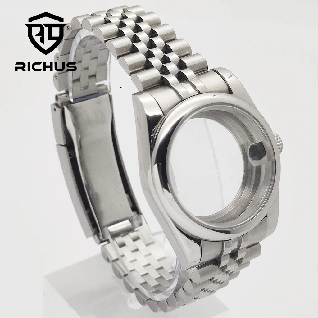 RICHUS 36mm 39mm Polished Watch Case Sapphire Glass Fit NH35 NH36 Miyota8215-DG ETA 2824 PT5000 Movement Watch Watch Accessorie
