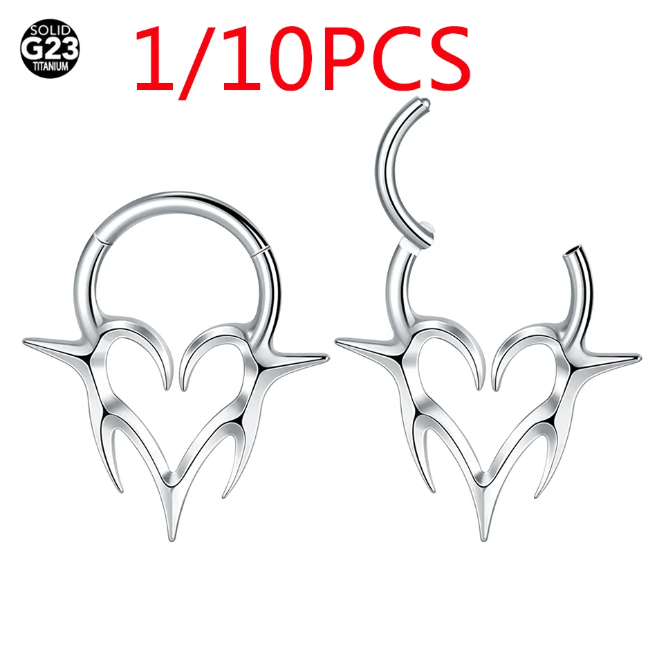 1/10pcs Implant Grade Titanium Septum piercing Nose Ring Cartilage Lobe Daith Clicker Earrings Piercing Jewelry for Women