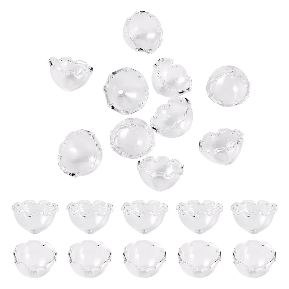 10Pcs/Bag Glass Bead Cone Multi-Petal Flower End Beads for Wind Chimes Dangle Earrings Making Supplies Home Crafts 21x13mm