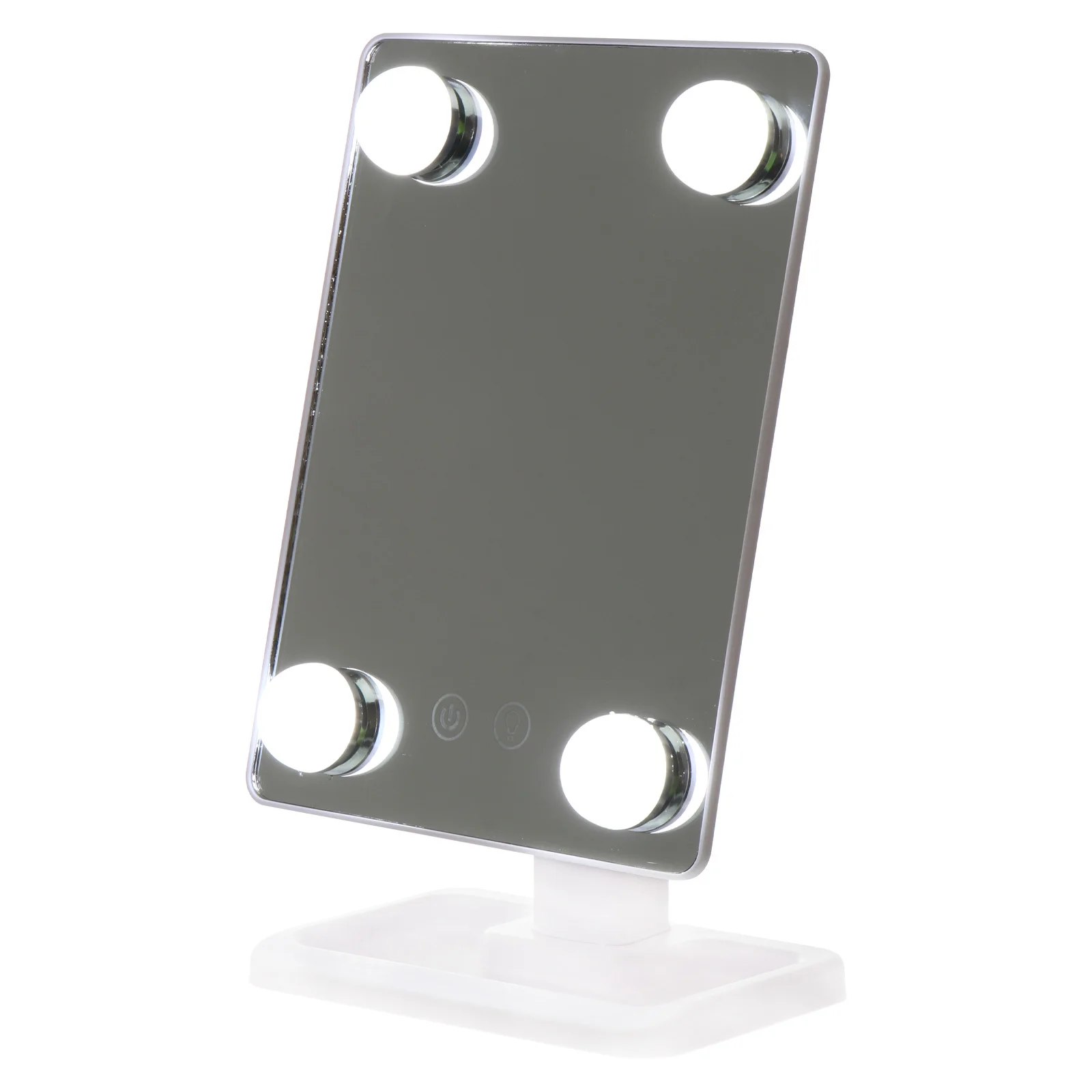 กระจกแต่งหน้าแบบตั้งโต๊ะ LED ปรับแสงได้ 3 โหมด หมุนได้ สำหรับผู้หญิง ใช้ในห้องน้ำ โต๊ะเครื่องแป้ง ปลอดภัย