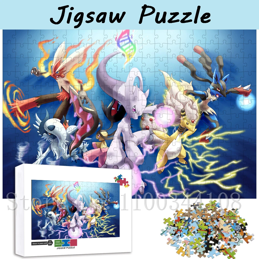 Pokemon Mega Evolutions Jigsaw Puzzles Lucario Mewtwo Absol Mawile Blaziken Puzzles for Children Intelligence Education Toys